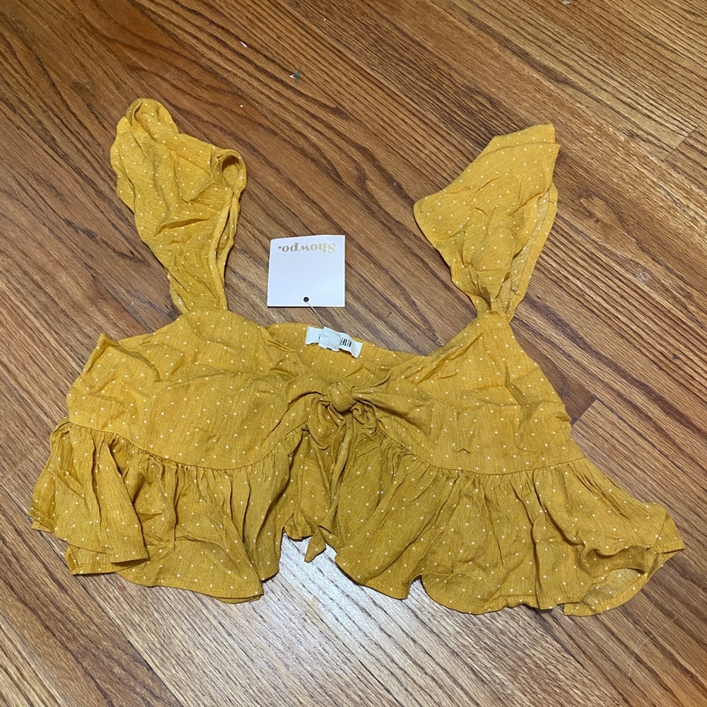 Showpo Mustard Polka Dot Crop Top